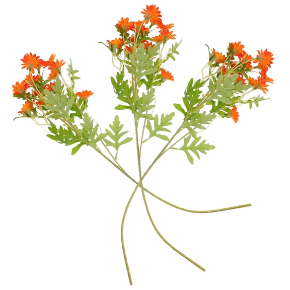 KALLORY 3-Piece Artificial Orange Flowers Silk Floral Crafts for Home Decor and Arrangements