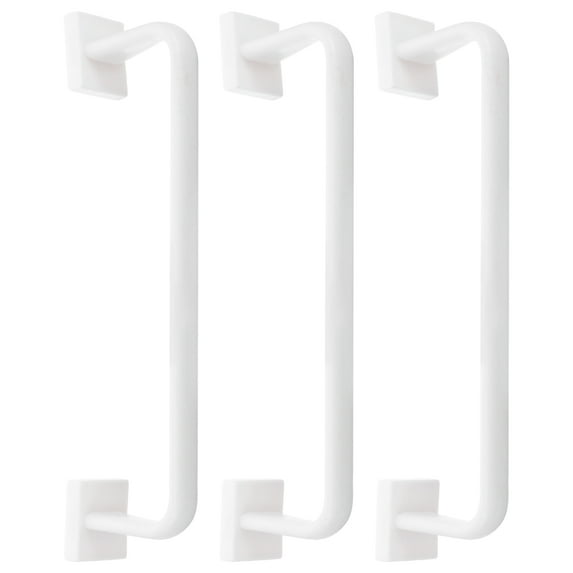 KALLORY 3-Piece White Plastic Kitchen Towel Bar Rack Set, No Punch Installation, Space-Saving Design for Home Organization