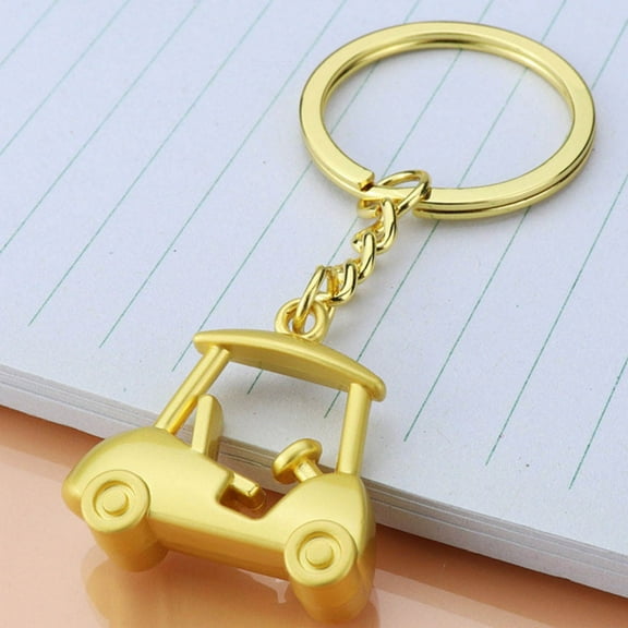 KALLORY 3Pcs Metal Keychain for Golf Cart Decoration Golden Compact Size