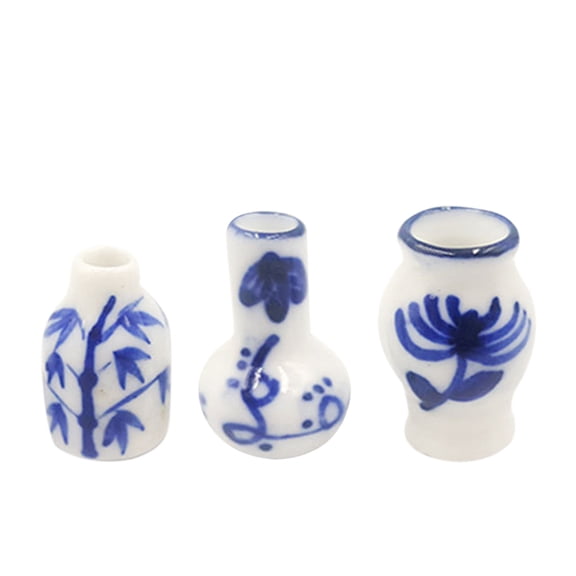 KALLORY 3Pcs Mini Ceramic Vase Decor Mini House Adornment Mini Simulation Vase
