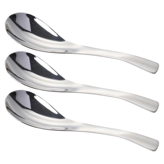 KALLORY 3Pcs Stainless Steel Meal Spoon Set Dishwasher Safe Kitchen Dining Spoons Plated Silver