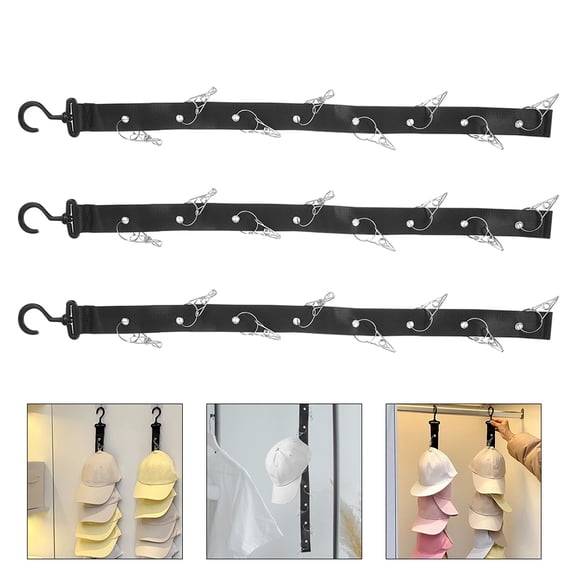 KALLORY 3Pcs Vertical Hanging Hat Organizer Rack for Baseball Caps and Hockey Gear Door Storage