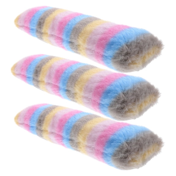 KALLORY 3pcs Cute Cat Toy Plush Multi Colored Teeth Cleaning Indoor Cat Toys