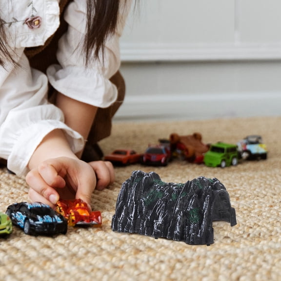 KALLORY Cave Model Grey Plastic Railway Train Scene Decoration Set 3 Pieces for Model Train Layout