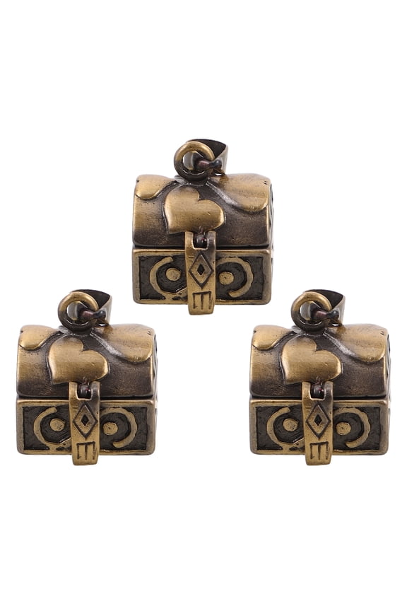 3pcs Lockable Jewelry Box Pendant Antique Copper Treasure Chest Charms for DIY Necklaces Bracelets Memory Preservation Jewelry Making