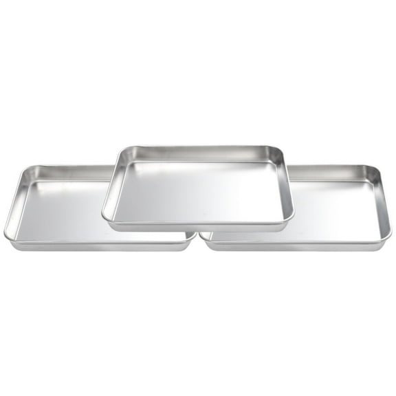 KALLORY 3pcs Stainless Steel Baking Tray Pan Serving Plate For Bbq Fruit Snacks Dishwasher Multipurpose
