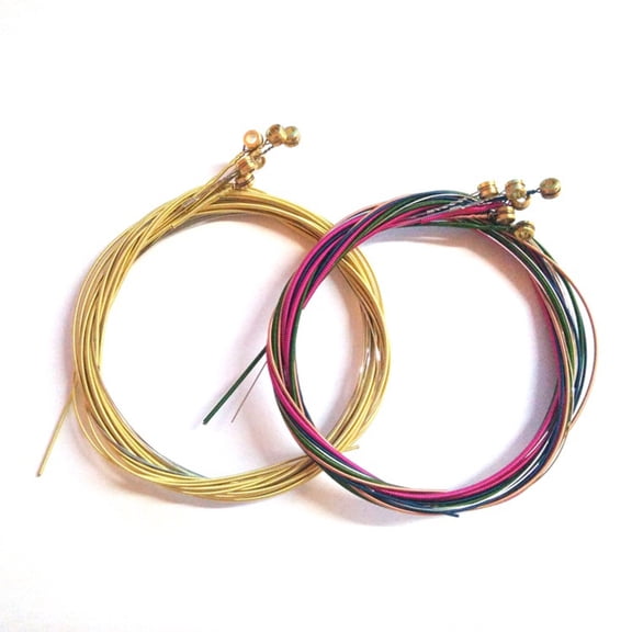 KALLORY 3pcs Colored Guitar Strings Set, Assorted Colors, String Wire for Acoustic and Electric Guitar Practice