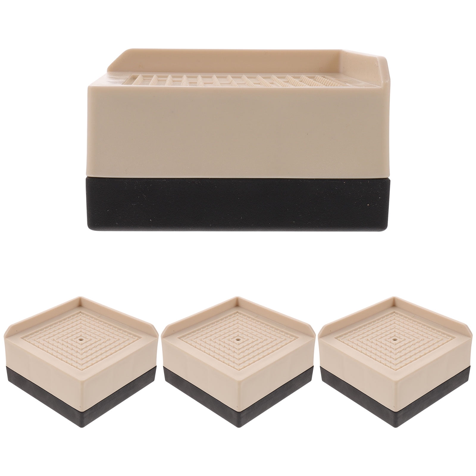 KALLORY 4 Pcs Heightening Risers Furniture Base Elder 8.50X8.50X5.00CM Beige