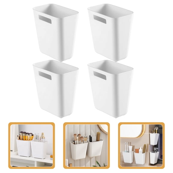 KALLORY 4 Pcs Wall Mounted Remote Holder Bin Storage Cube Organizer White
