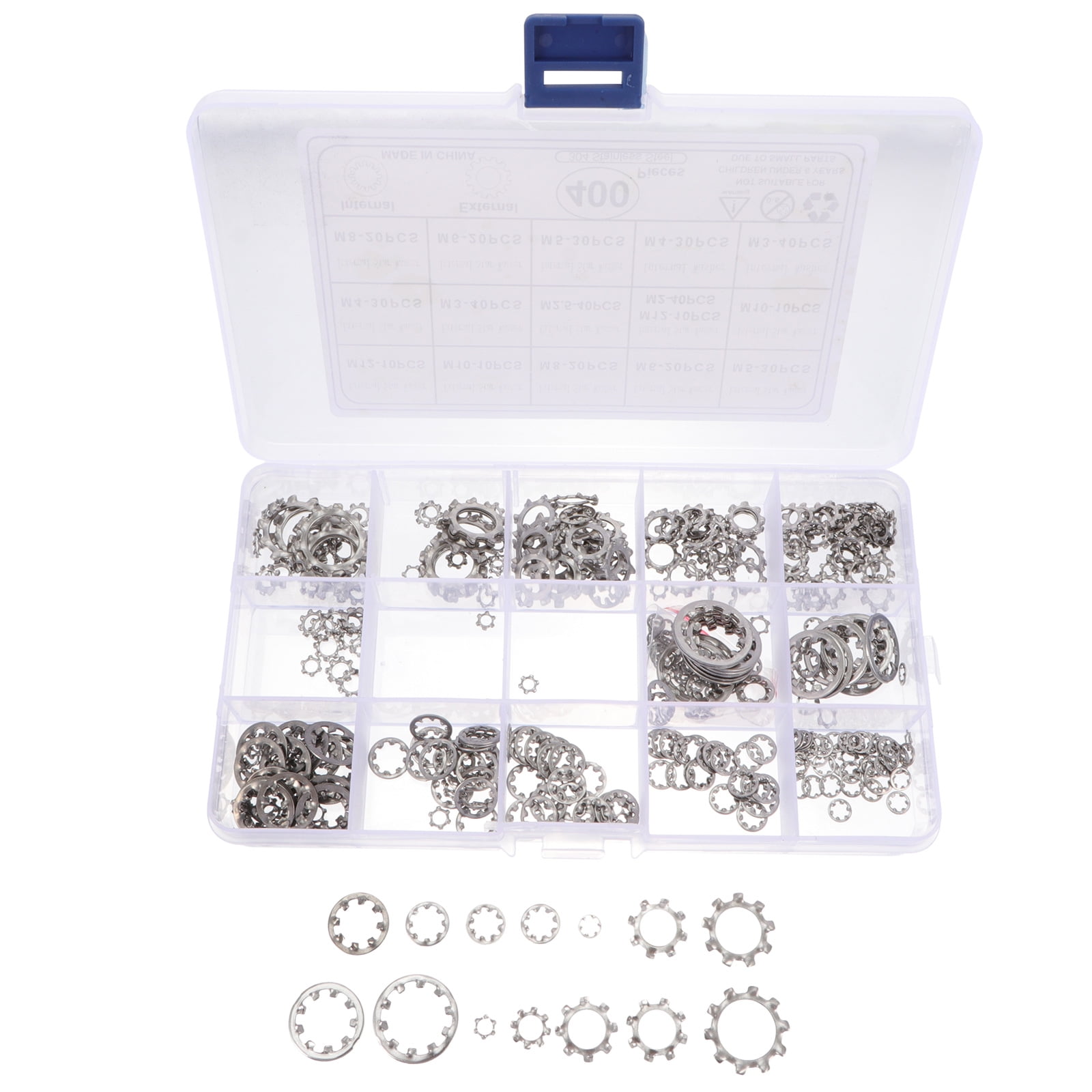KALLORY 400 Pcs Internal Tooth Lock Washer Set Stainless Steel Utensil ...
