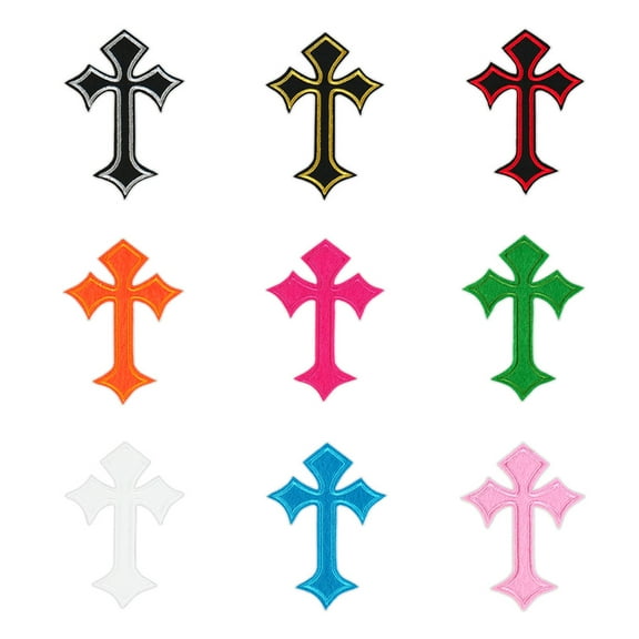 KALLORY 45Pcs Unique Cross Design Sew on Embroidered Patches for Jackets Backpacks and More