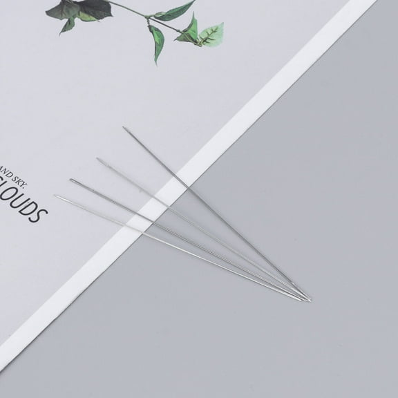 KALLORY 4Pcs Beading Needles Silver Iron for Sewing Needles