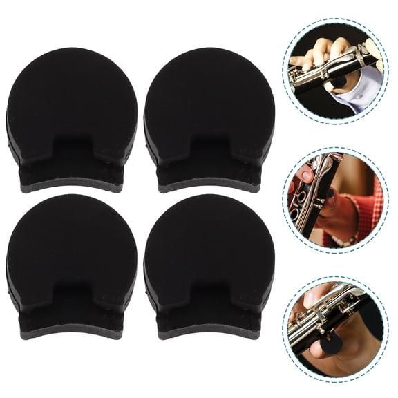 KALLORY 4-Pack Clarinet Thumb Support Cushions Soft Silicone Finger Rest Pads Black Accessories