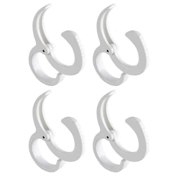 KALLORY 4-Pack White Clasp Hooks for Clothing, Bathroom, Garage, Wall Mount Storage and Organization