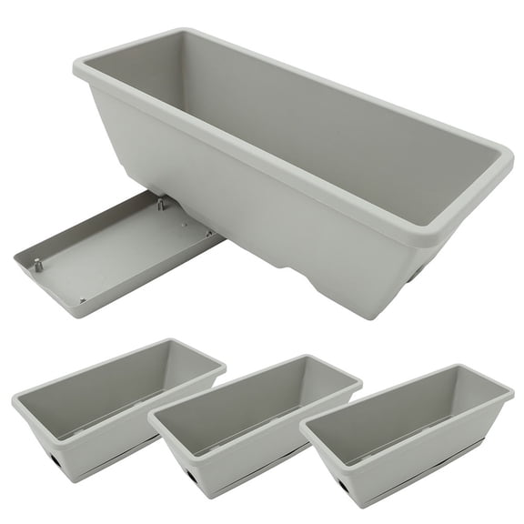 KALLORY 4-Pack Grey Resin Flower Plant Holders Lightweight Planter Pots for Windowsill Indoor Outdoor Garden