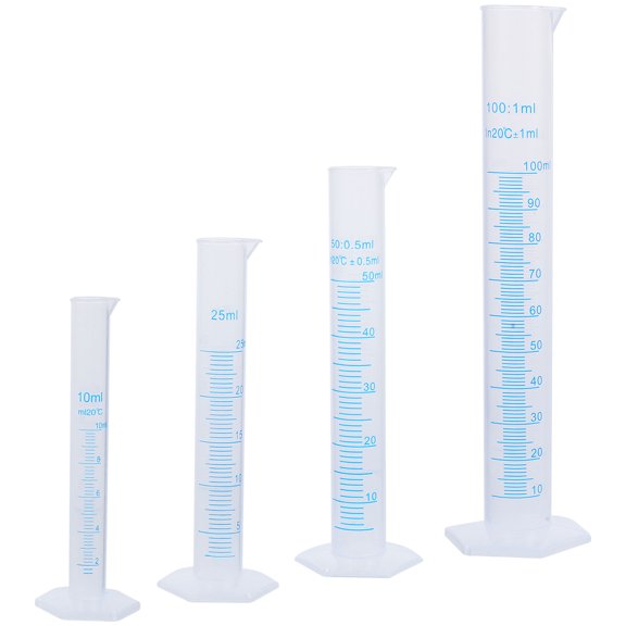 KALLORY 4Pcs Measuring Cylinder 10ml Food-Grade Polypropylene for Accurate Testing