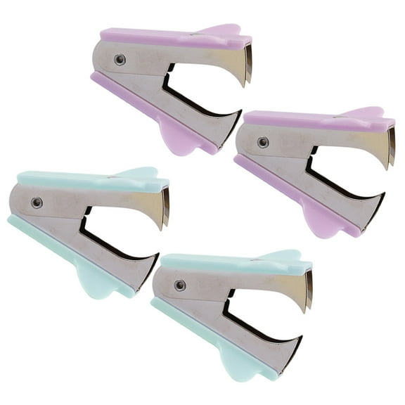 KALLORY 4Pcs Portable Staple Remover Purple for Home Use with Simple Design and Paper Protection