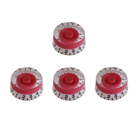 KALLORY 4Pcs Red Plastic Round Knobs for Electric Guitar and Bass Volume Control