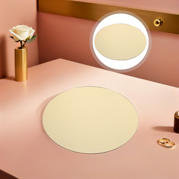 KALLORY 4Pcs Golden Acrylic Round Mirror Trays for Wedding Table Centerpiece Decor