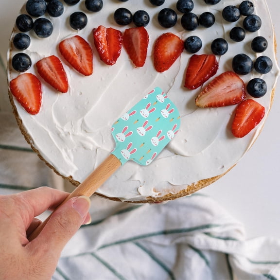 KALLORY 4Pcs Spatula for Icing Cake Scrapers Assorted Color Silicone Wood