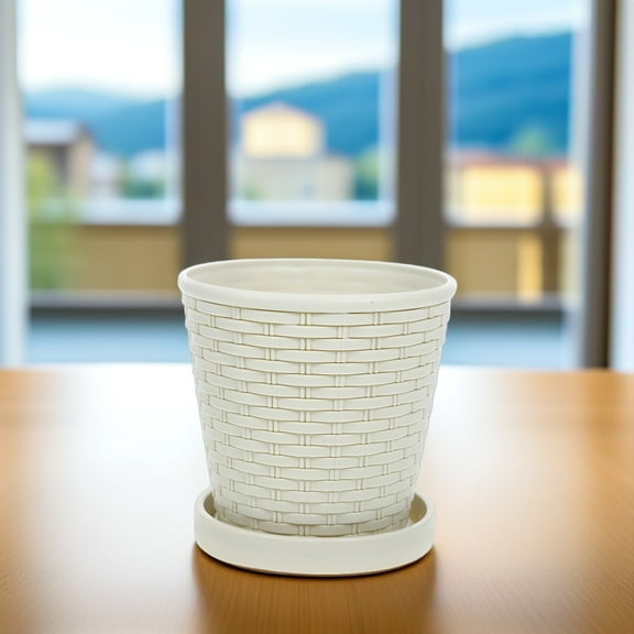 KALLORY 4Set Beige Plastic Flowerpot Base for Multipurpose Planting 5.3x5.3x5.1in