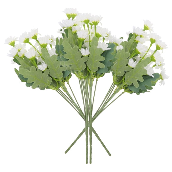 KALLORY White Artificial Daisy Bouquet, Realistic Fake Flowers for Home Decor, 12.4 x 5.1 x 5.1 inches