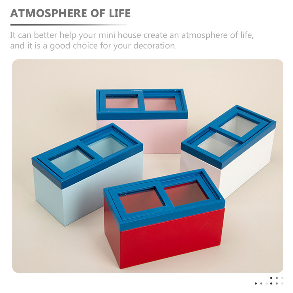 KALLORY 4Set Mini Fridge Toy Blue Synthetic Material For Children Play ...
