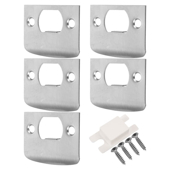 KALLORY 4Sets Door Strike Plate Filler Covers in Stainless Steel for Door Hole Repair and Reinforcement