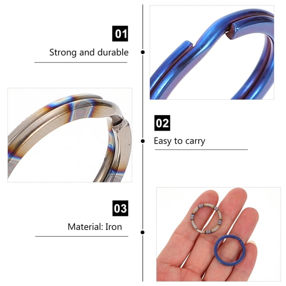 KALLORY 4-Pack Titanium Split Keychains in Assorted Colors, Crafting Accessories for Keys and Projects