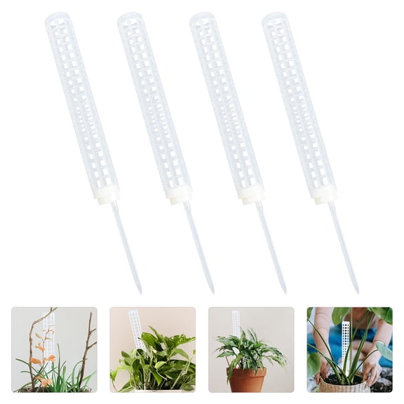 KALLORY 4-Pack Adjustable Plastic Moss Poles for Indoor and Outdoor Plants, Garden Support Stakes and Plant Growth Aid Accessories