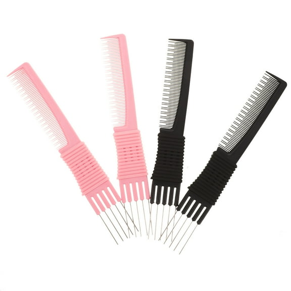 KALLORY 4pcs Professional Barber Comb Set Fine Tooth Hair Combs for Updos and Curls with Comfortable Grip for Hair Styling