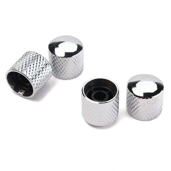 KALLORY 4pcs Universal Bass Knob for Guitar Dome Control in Chrome