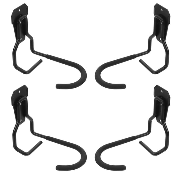 KALLORY 4pcs Utility Hooks for Tools Iron Black for Garage Tools and Modern Design