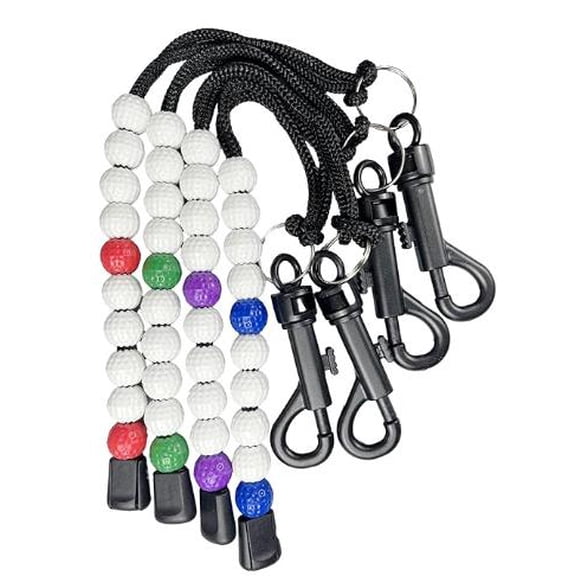KALLORY 4pcs Wrist Golf Stroke Counter Golf Scorekeeper Bead String Beaded Score Counter with Clip Score Counting Bracelet for Golfers