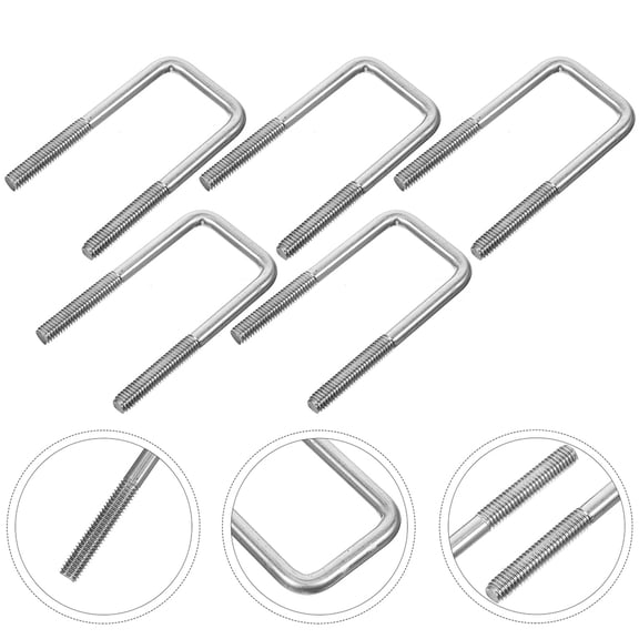 KALLORY Stainless Steel U Bolts Silver for Fixing Easy Installation and Stable 5Pcs