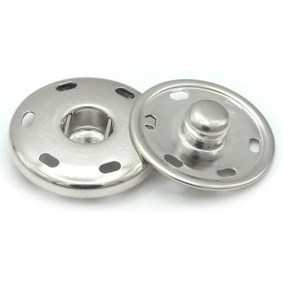 KALLORY 50Sets Sew on Snap Buttons Silver Metal Hidden Fasteners for Craft Projects