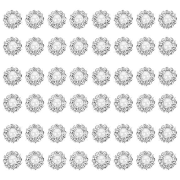 KALLORY 50Pcs DIY Shirt Buttons Alloy Rhinestone Clothing Buttons Vintage Sewing Buttons