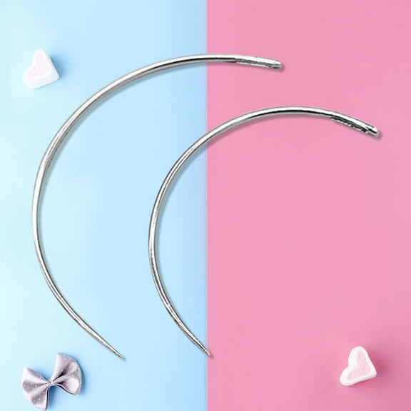 KALLORY 50pcs Curved Needles C Type Weaving Needle Hand Sewing Needles Leather Needle (2.0 Inches + 2.5 Inches)