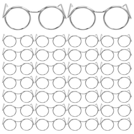 KALLORY 50pcs Mini Doll Glasses with Metal Wire Frame - Small Eyewear for Doll Dress Up, Dollhouse Accessories, Crafts & Photography Props