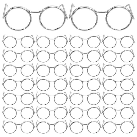 KALLORY 50pcs Doll Glasses: Metal Wire Rim Small Eyewear - Fabric Doll Dress Up Eyeglasses - Dollhouse Accessories for DIY Crafts Photography Props
