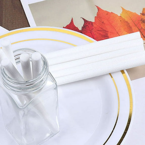 KALLORY 50 Pcs White Fiber Diffuser Sticks Absorbent Reed Rods for Home Fragrance and Essential Oils