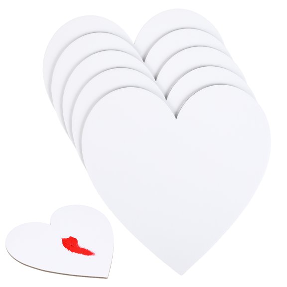 KALLORY 5Pcs White Heart Shape DIY Panels Cotton Board for Drawing Use Suitable for Oils Acrylics and Tempera