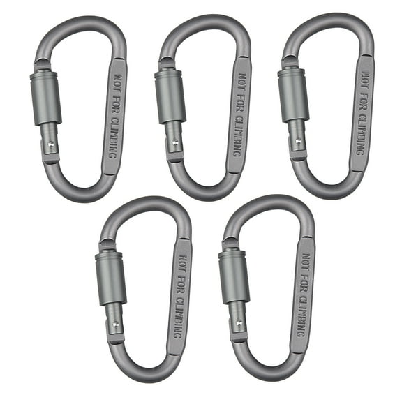 KALLORY 5Pcs Aluminum D-Shaped Carabiner Locking Buckle For Backpack And Climbing Gear