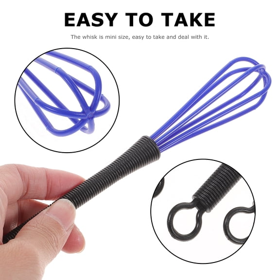KALLORY Set of 5 Mini Plastic Whisks for Hair Dyeing and Cooking, Assorted Colors for Home Use