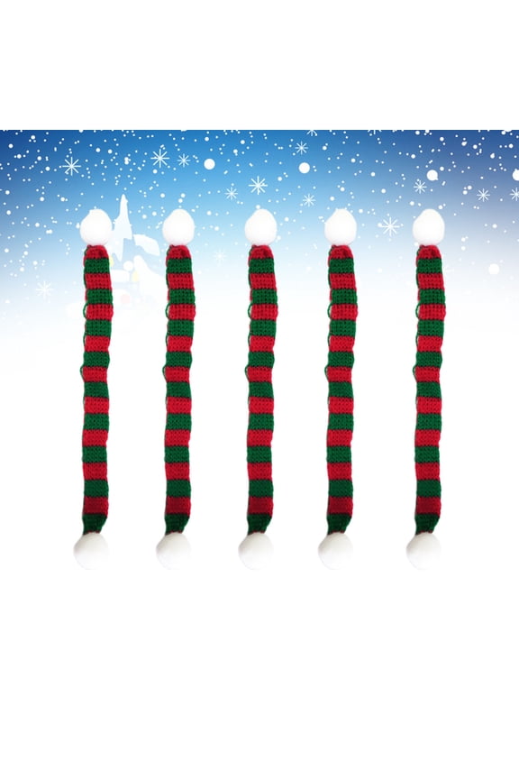 5Pcs Miniature Knit Scarves Craft Red and Green Cloth Decorative Accessory for Women Children Christmas Party