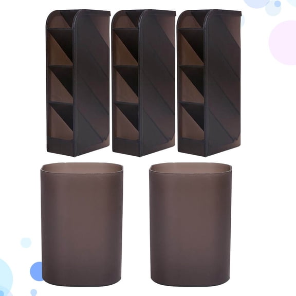 KALLORY 5Pcs Pen Holder for Desk with Item Organization in Black