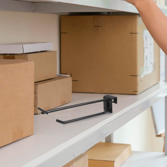 KALLORY 5-Pack Black Stainless Steel Retail Display Hooks for Supermarket Shelves and Store Organization