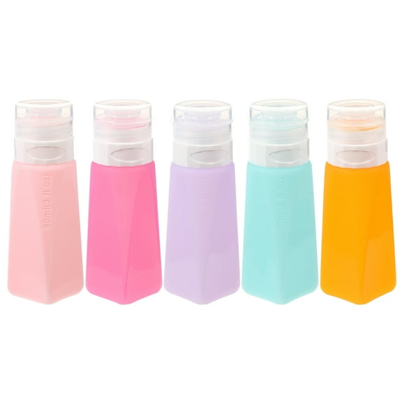 KALLORY 5-Pack Reusable Silicone Bottles Assorted Colors for Travel, Storage, and Hand Packing