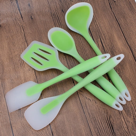 KALLORY 5Pcs Silicone Utensil Set Heat Resistant Non Stick Flexible for Home Cooks Cooking Baking Kitchen Gadgets