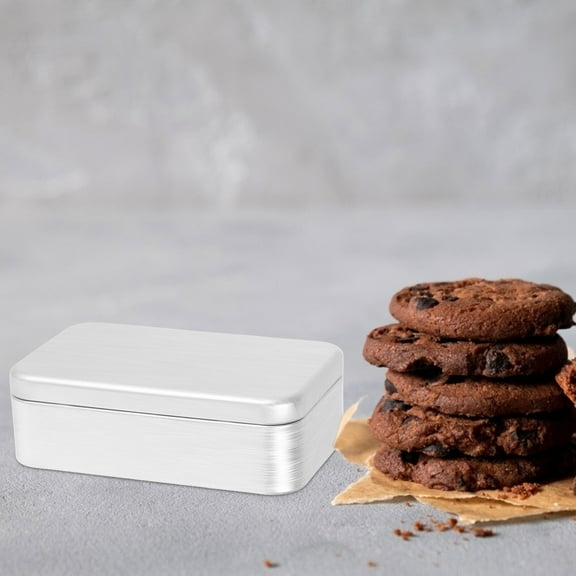 KALLORY 5Pcs Rectangular Keepsake Case Metal Tin Box with Flip Top Design for Small Items Organizer Silver